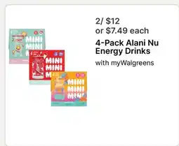 Walgreens 4-Pack Alani Nu Energy Drinks offer
