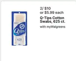 Walgreens Q-Tips Cotton Swabs, 625 ct offer