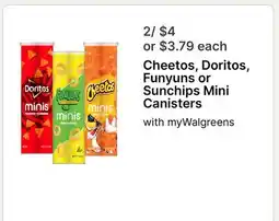 Walgreens Cheetos, Doritos, Funyuns or Sunchips Mini Canisters offer