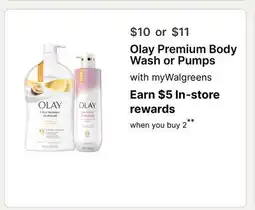 Walgreens Olay Premium Body Wash or Pumps offer