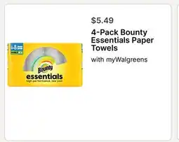 Walgreens 4-Pack Bounty Essentials Paper Towels offer