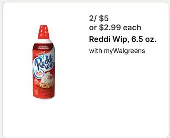 Walgreens Reddi Wip, 6.5 oz offer