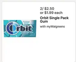 Walgreens Orbit Single Pack Gum offer