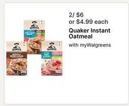 Walgreens Quaker Instant Oatmeal offer
