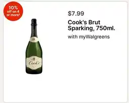 Walgreens Cook's Brut Sparking, 750ml offer