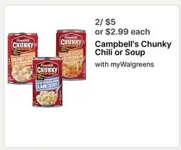 Walgreens Campbell's Chunky Chili or Soup offer