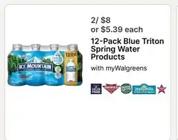Walgreens 12-Pack Blue Triton Spring Water Products offer