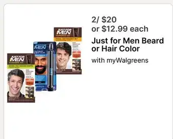 Walgreens Just for Men Beard or Hair Color offer