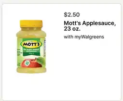 Walgreens Mott's Applesauce 23 oz offer