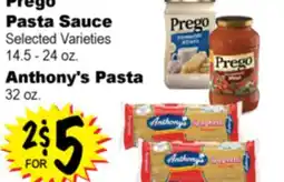 Superior Grocers Prego Pasta Sauce 14.5 - 24 oz. Anthony's Pasta 32 oz offer