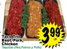 Superior Grocers Taco Trio Beef, Pork, Chicken offer