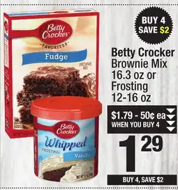Super King Markets Betty Crocker Brownie Mix 16.3 oz or Frosting 12-16 oz offer