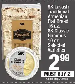 Super King Markets SK Lavash Traditional Armenian Flat Bread 16 oz, SK Classic Hummus 10 oz offer