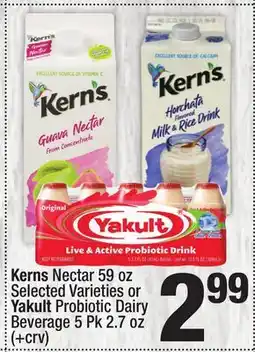 Super King Markets Kerns Nectar 59 oz Selected Varieties or Yakult Probiotic Dairy Beverage 5 Pk 2.7 oz offer