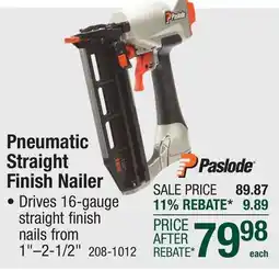 Menards Pneumatic Straight Finish Nailer offer