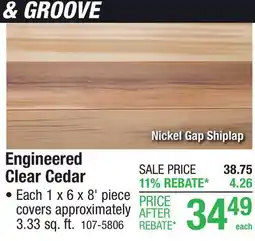 Menards Engineered Clear Cedar offer