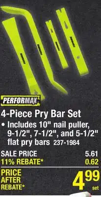 Menards 4-Piece Pry Bar Set offer