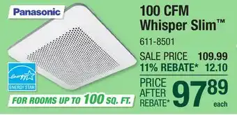 Menards 100 CFM Whisper Slim offer