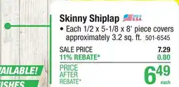 Menards Skinny Shiplap offer