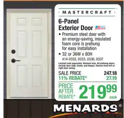 Menards 6-Panel Exterior Door offer