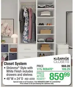 Menards Closet System offer