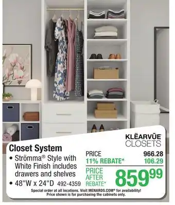 Menards Closet System offer