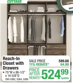 Menards Reach-In Closet with Drawers offer