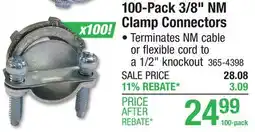 Menards 100-Pack 3/8 NM Clamp Connectors offer