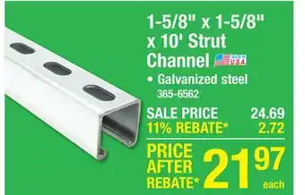 Menards 1-5/8 x 1-5/8 x 10' Strut Channel offer