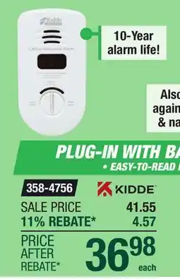 Menards Kidde AC Plug-In AA Battery Backup Electrochemical Carbon Monoxide Detector offer