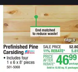 Menards Prefinished Pine Carsidingng offer