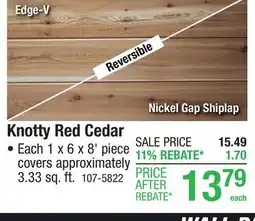 Menards Knotty Red Cedar offer