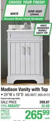 Menards Madison Vanity with Top offer