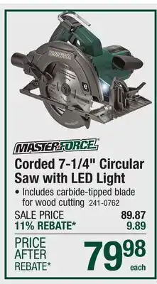 Menards Corded 7-1/4 Circular Saw with LED Light offer