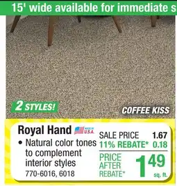 Menards Royal Hand offer