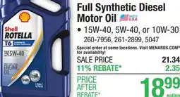 Menards Full Synthetic Diesel Motor Oil offer