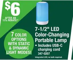 Menards 7-1/2 LED Color-Changing Portable Lamp offer