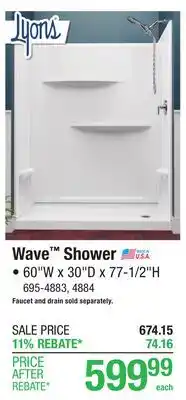 Menards Wave Shower offer