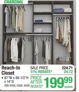 Menards Reach-In Closet offer