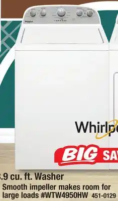 Menards 3.9 cu. ft. Washer offer