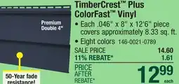 Menards TimberCrest Plus ColorFast Vinyl offer