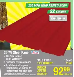 Menards 36W Steel Panel offer