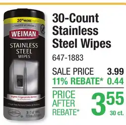 Menards 30-Count Stainless Steel Wipes offer
