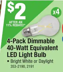 Menards 4-Pack Dimmable 40-Watt Equivalent LED Light Bulb offer