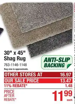 Menards 30 x 45 Shag Rug offer