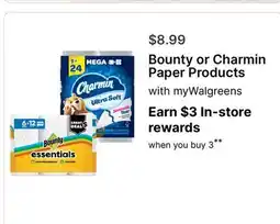 Walgreens Bounty or Charmin Paper Products with myWalgreens offer