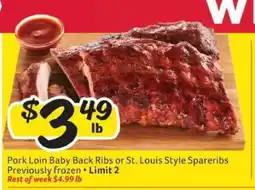 Winn Dixie Pork Loin Baby Back Ribs or St. Louis Style Spareribs offer