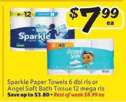 Winn Dixie Sparkle Paper Towels or Angel Soft Bath Tissue offer