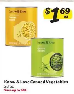 Winn Dixie Know & Love Canned Vegetables offer