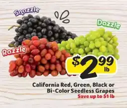 Winn Dixie California Red, Green, Black or Bi-Color Seedless Grapes offer